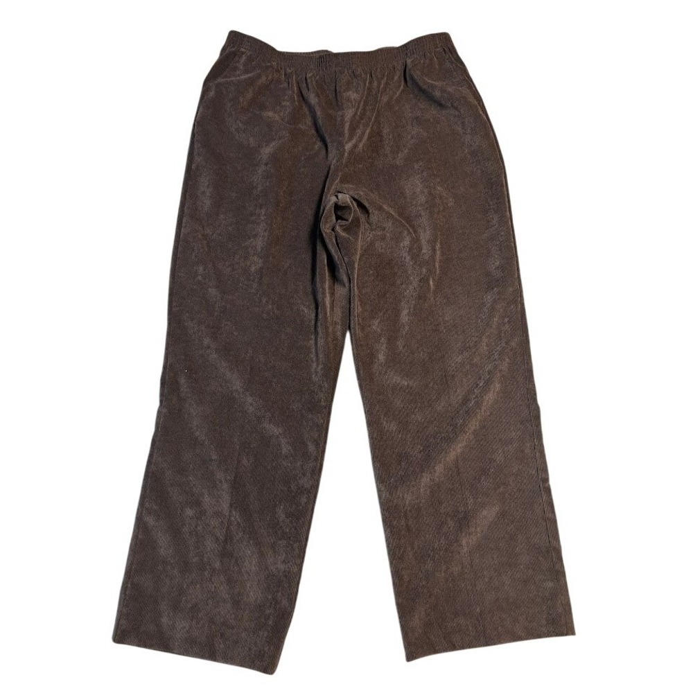 Alfred Dunner Brown Corduroy Pull On Pants  14 High Rise Straight Leg Pockets